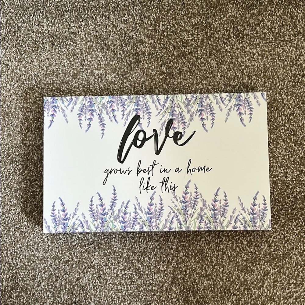 Love Quote Wall Art with Purple Floral Design